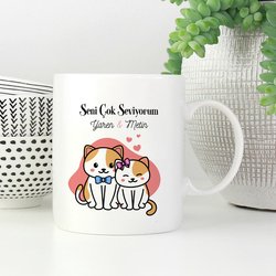 Aşk Kedicikleri Sevgililere Özel Kupa - Thumbnail