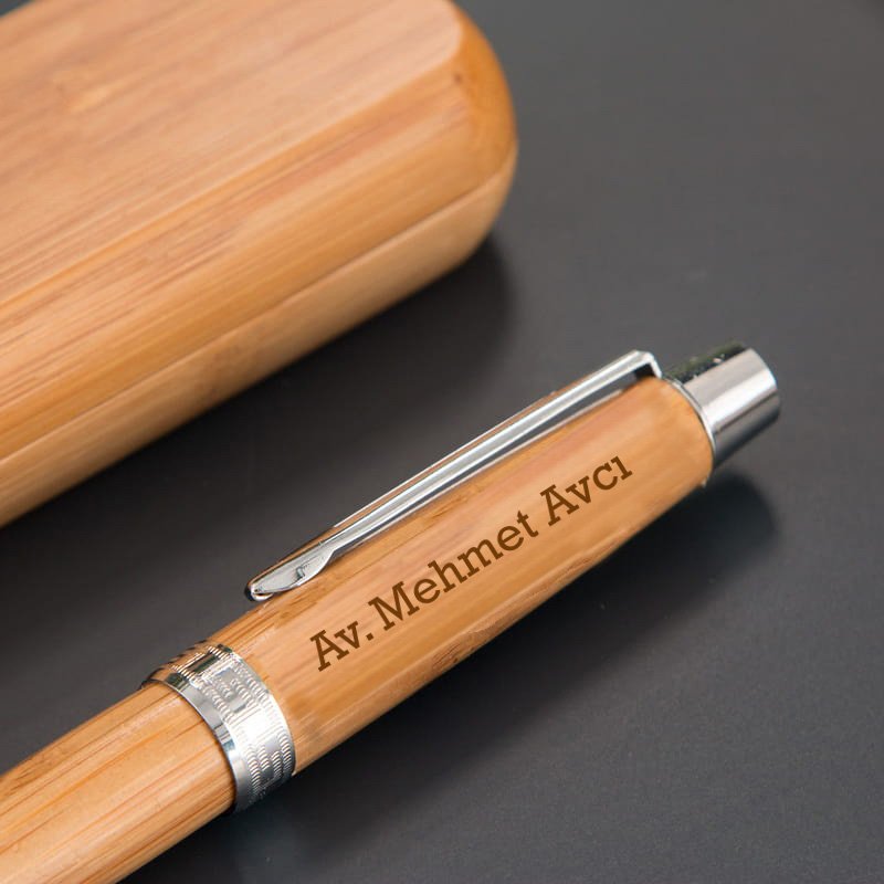 Avukata Hediye İsme Özel Bambu Roller Kalem