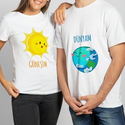 Hediyesec - Güneşim ve Dünyam Sevgili Tişörtü